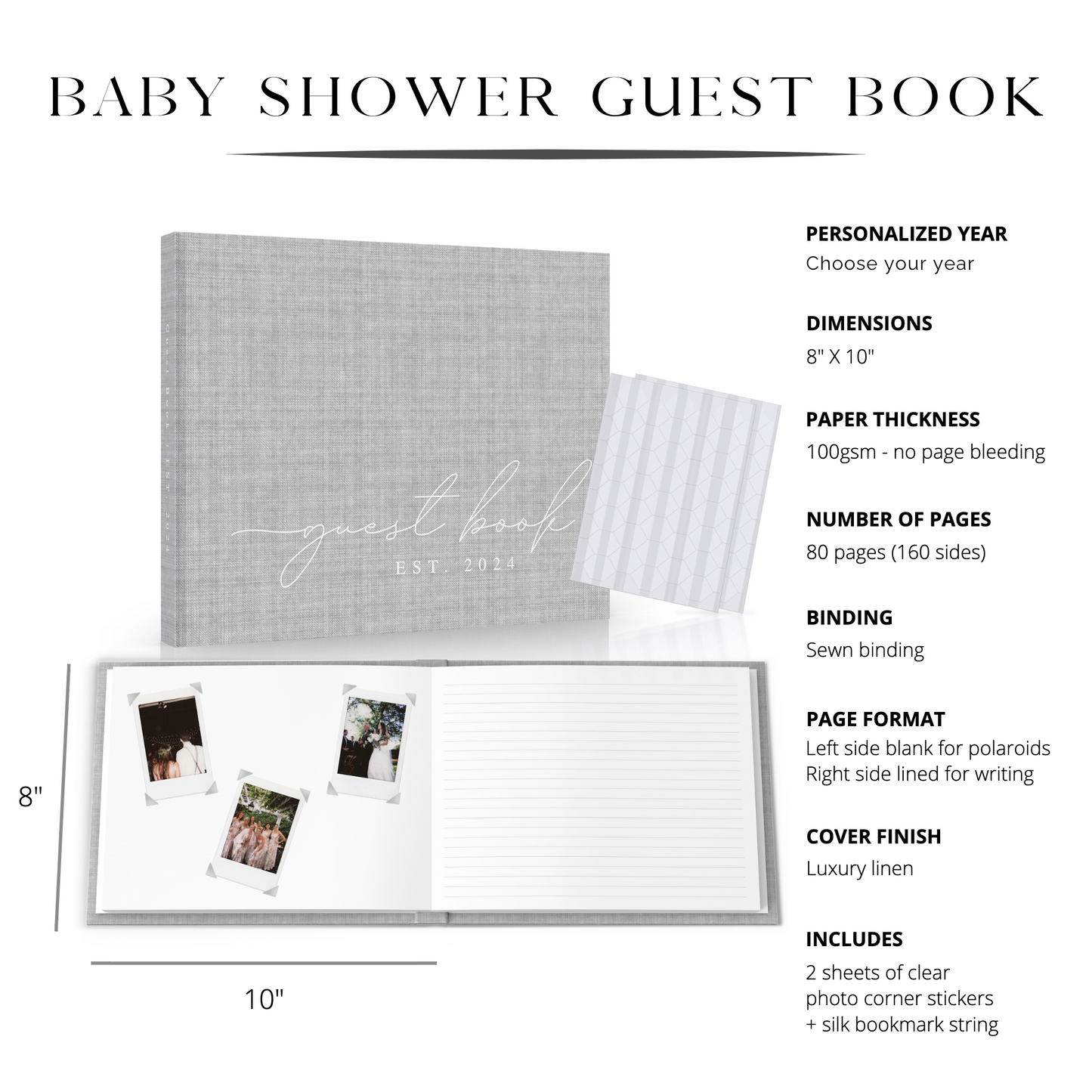 Baby Shower Guest Books (Grey)